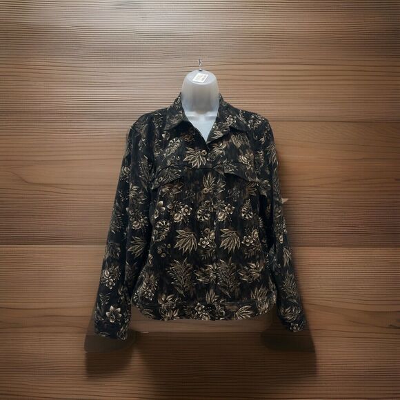 Christopher & Banks Women's Stretch Button-Up Shirt Multi Large Floral Print - Picture 1 of 8